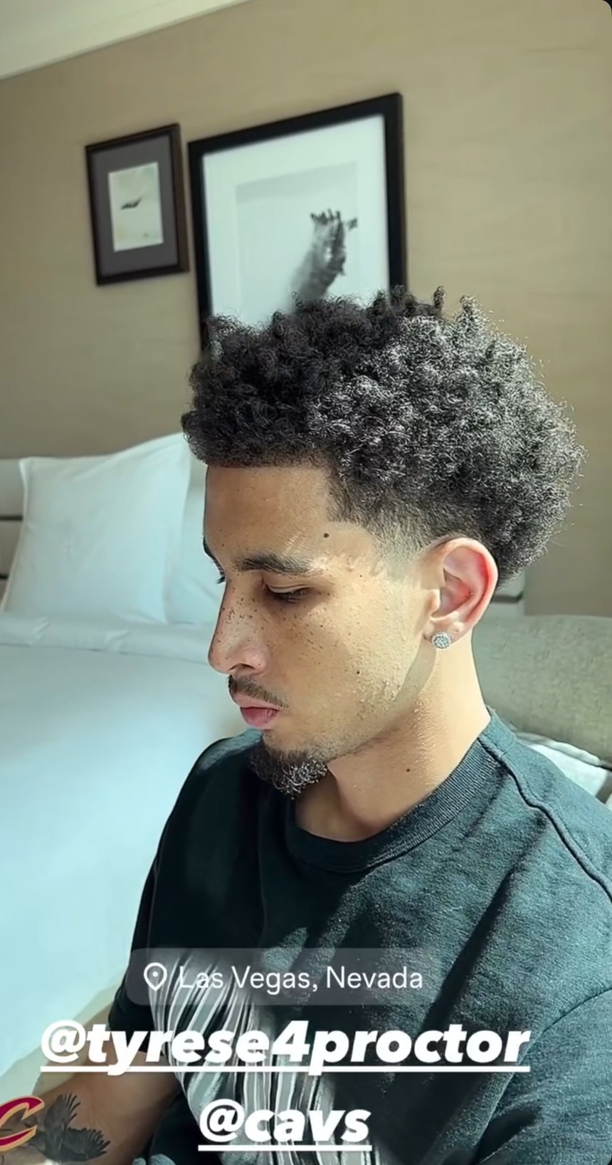 Curly top taper by Suchall Blends, story tagged @tyrese4proctor (Cleveland Cavaliers)